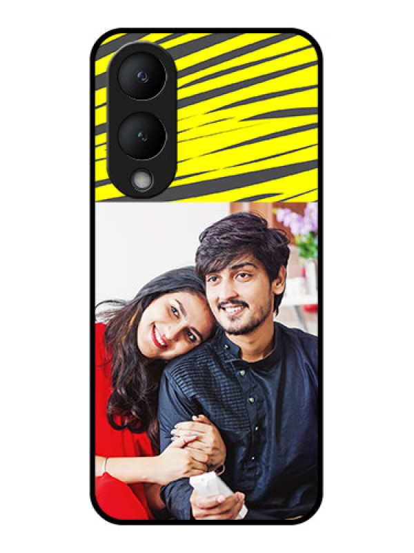 Custom Vivo Y17s Custom Glass Phone Case - Yellow Abstract Design