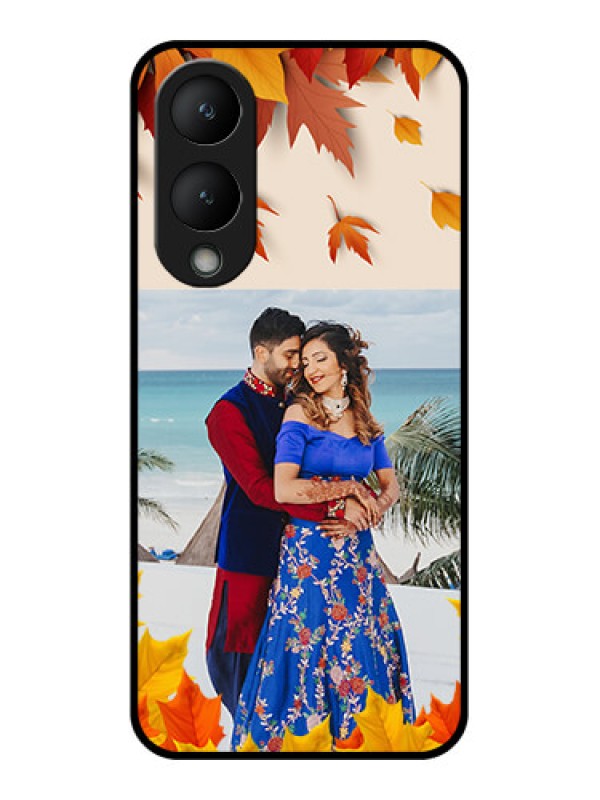 Custom Vivo Y17s Custom Glass Phone Case - Autumn Maple Leaves Design
