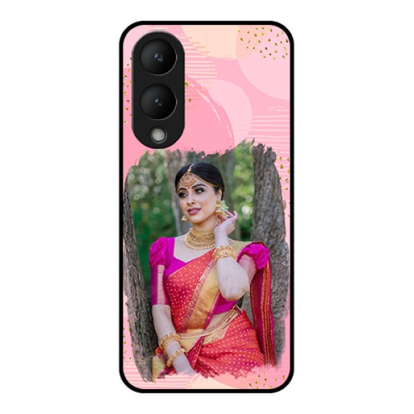 Vivo Y17s Custom Glass Phone Case - Gold Glitter Splash Design