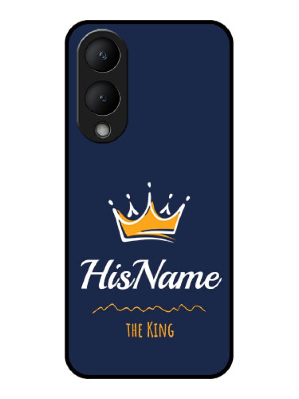 Custom Vivo Y17s Custom Glass Phone Case - King With Name Design