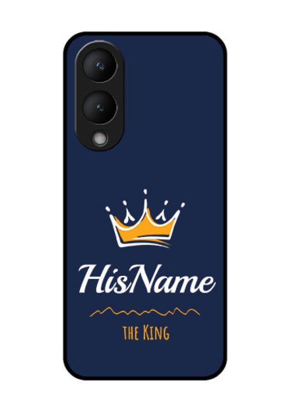 Vivo Y17s Custom Glass Phone Case - King With Name Design