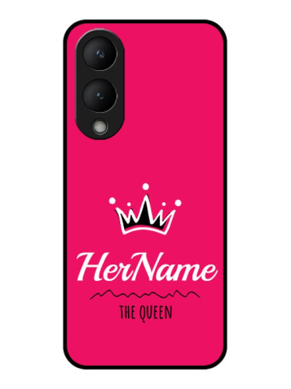 Custom Vivo Y17s Custom Glass Phone Case - Queen With Name Design