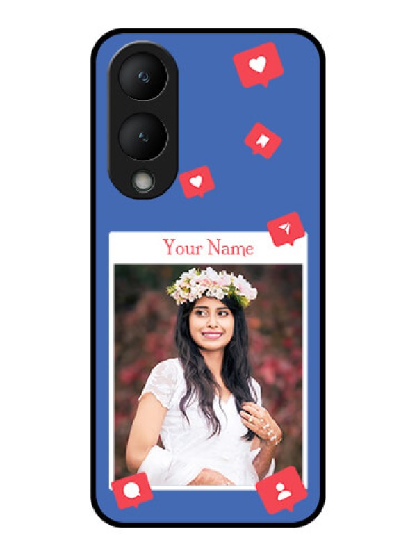 Custom Vivo Y17s Custom Glass Phone Case - Like Share And Comment Design
