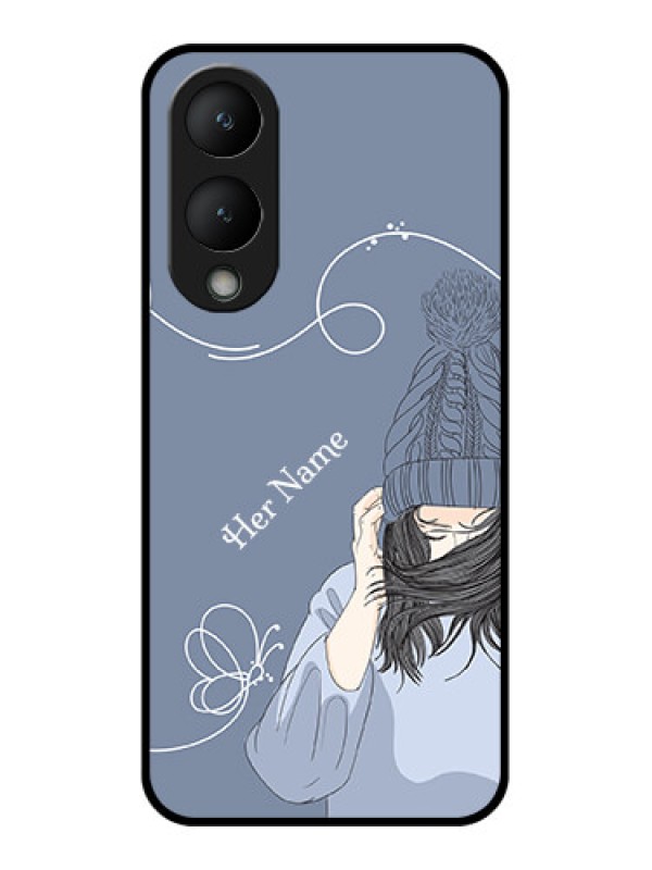 Custom Vivo Y17s Custom Glass Phone Case - Girl In Winter Outfit Design