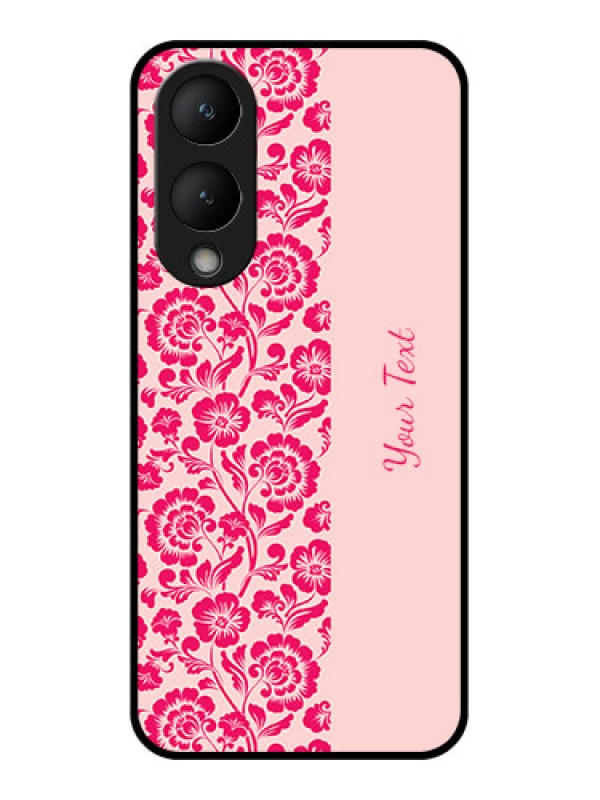 Custom Vivo Y17s Custom Glass Phone Case - Attractive Floral Pattern Design