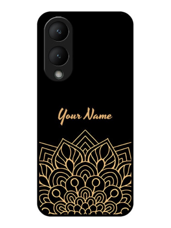 Custom Vivo Y17s Custom Glass Phone Case - Golden Mandala Design