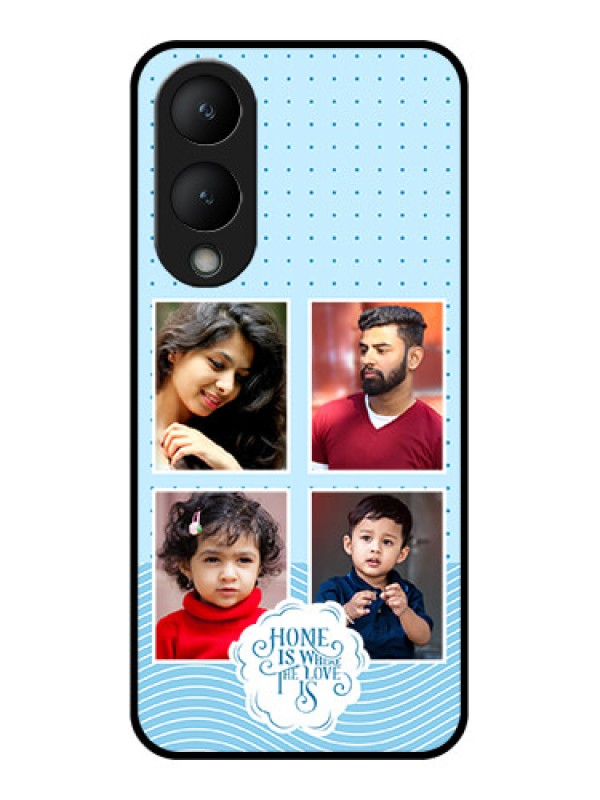 Custom Vivo Y17s Custom Glass Phone Case - Cute Love Quote With 4 Pic Upload Design