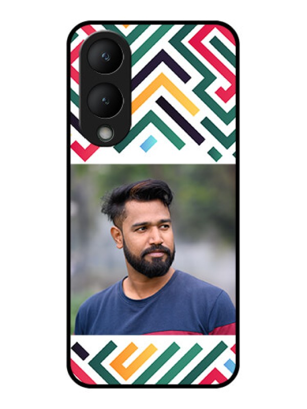 Custom Vivo Y17s Custom Glass Phone Case - Colorful Maze Pattern Design