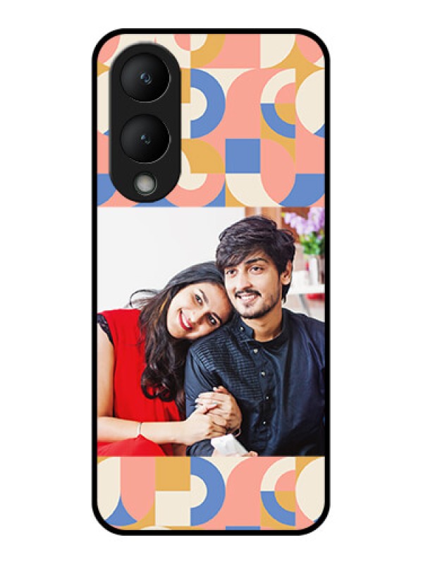 Custom Vivo Y17s Custom Glass Phone Case - Semi - Circle Maze Pattern Design