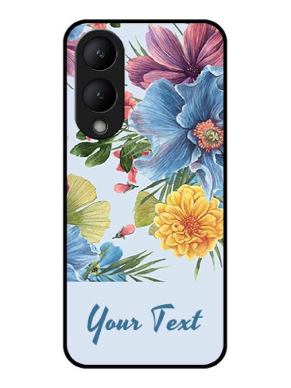 Custom Vivo Y17s Custom Glass Phone Case - Stunning Watercolored Flowers Painting Design