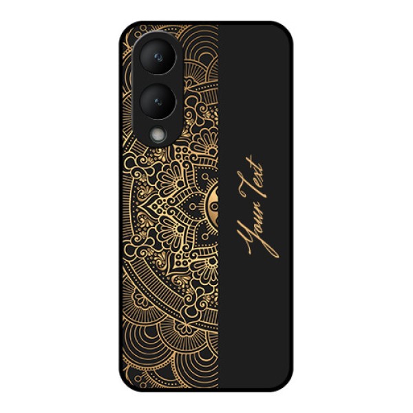 Vivo Y17s Custom Glass Phone Case - Mandala Art With Custom Text Design