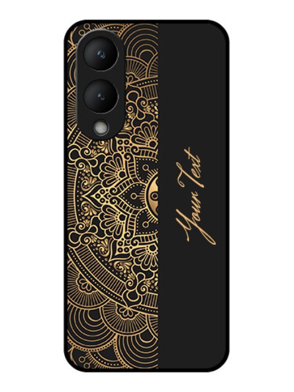 Custom Vivo Y17s Custom Glass Phone Case - Mandala Art With Custom Text Design