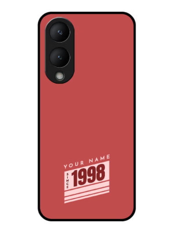 Custom Vivo Y17s Custom Glass Phone Case - Red Custom Year Of Birth Design