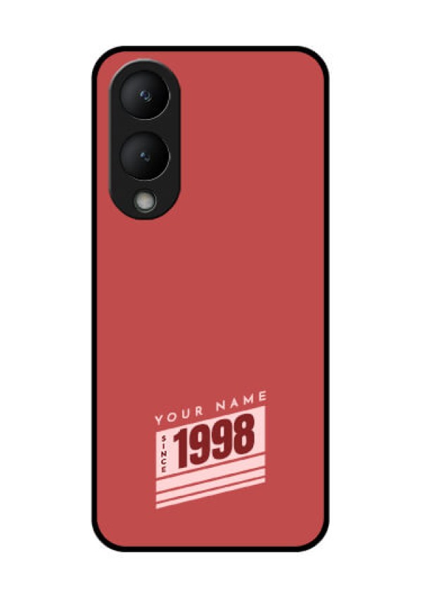 Vivo Y17s Custom Glass Phone Case - Red Custom Year Of Birth Design