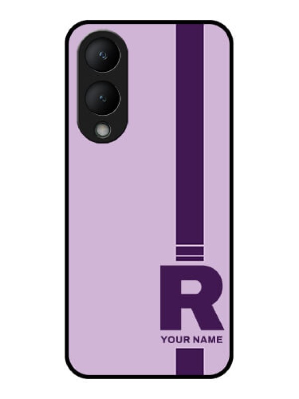 Custom Vivo Y17s Custom Glass Phone Case - Simple Dual Tone Stripe With Name Design