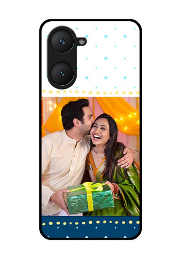 Vivo Y18 Custom Glass Phone CaseWhite And Blue Abstract Design