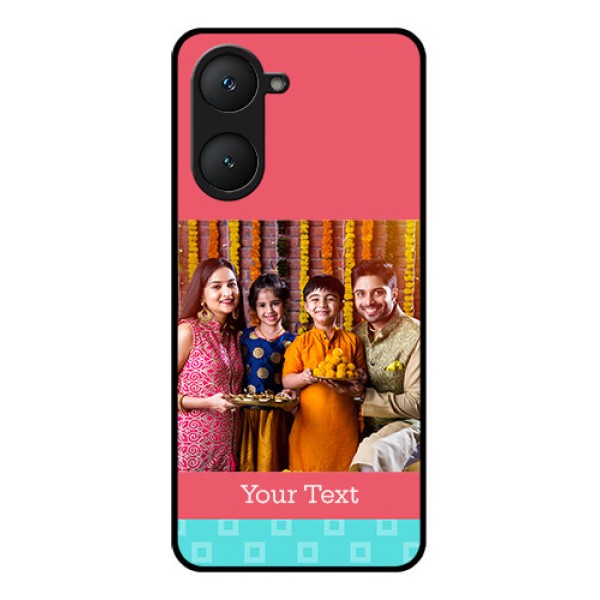 Vivo Y18 Custom Glass Phone CasePeach and Blue Color Design