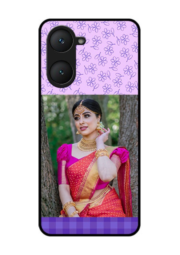 Vivo Y18 Custom Glass Phone CasePurple Floral Design