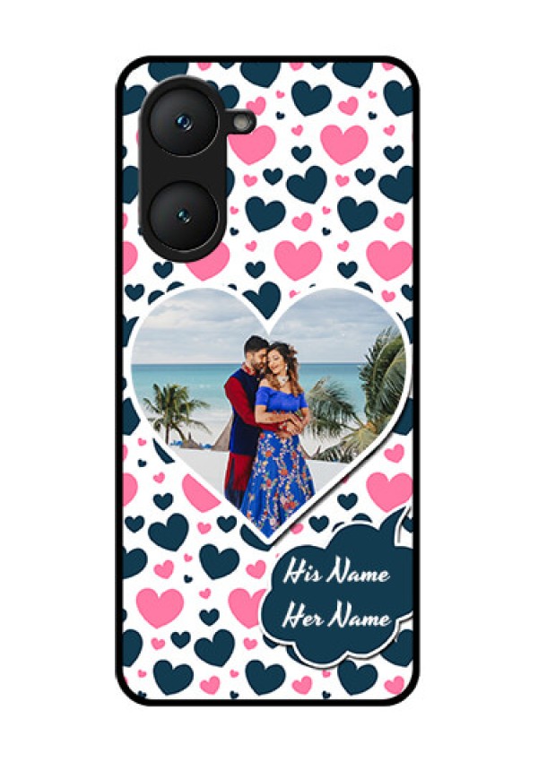 Vivo Y18 Custom Glass Phone CasePink and Blue Heart Design