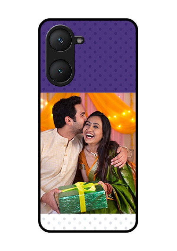 Vivo Y18 Custom Glass Phone CaseViolet Colored Pattern Design