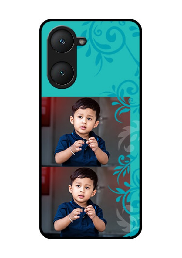 Vivo Y18 Custom Glass Phone CaseWith Photo And Green Floral Design