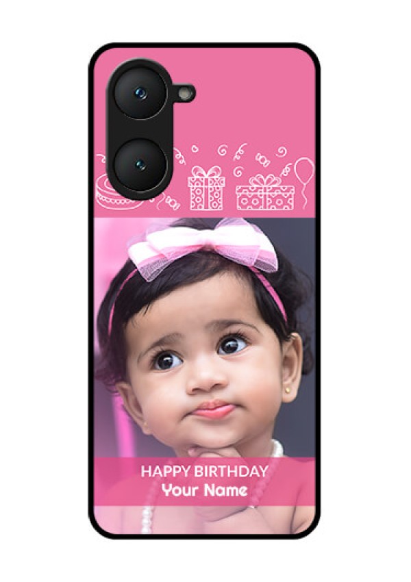 Vivo Y18 Custom Glass Phone CaseWith Birthday Line Art Design