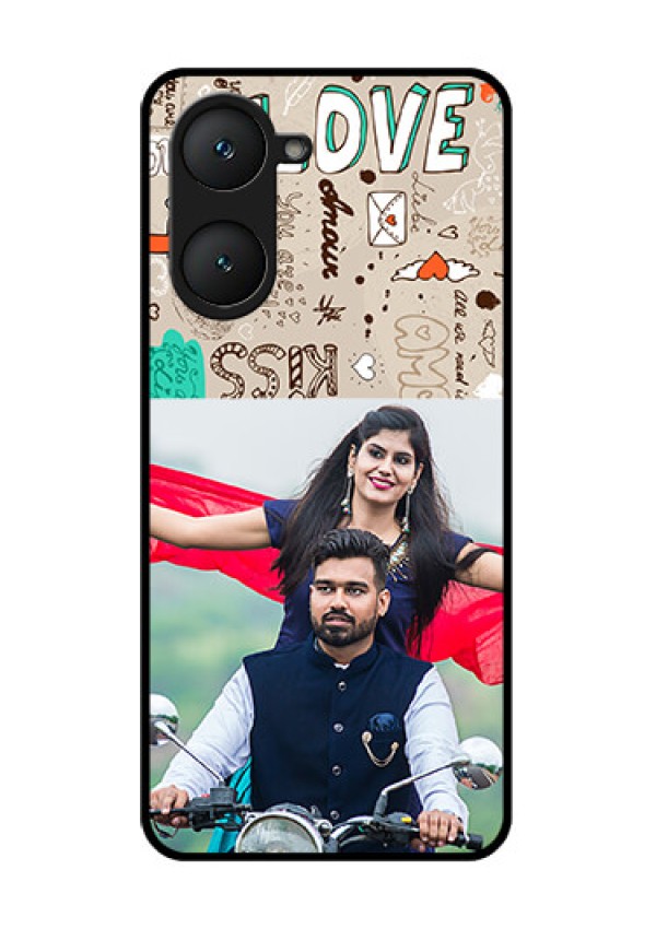 Vivo Y18 Custom Glass Phone CaseLove Doodle Pattern