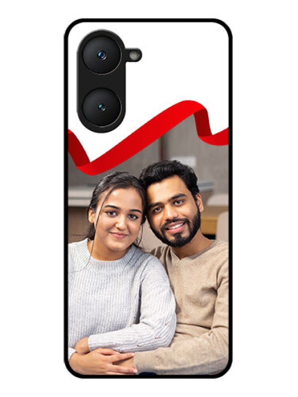 Custom Vivo Y18 Custom Glass Phone CaseRed Ribbon Frame Design