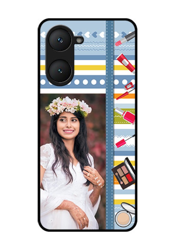 Vivo Y18 Custom Glass Phone CaseMakeup Icons Design