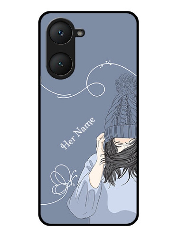 Custom Vivo Y18 Custom Glass Phone CaseGirl In Winter Outfit Design