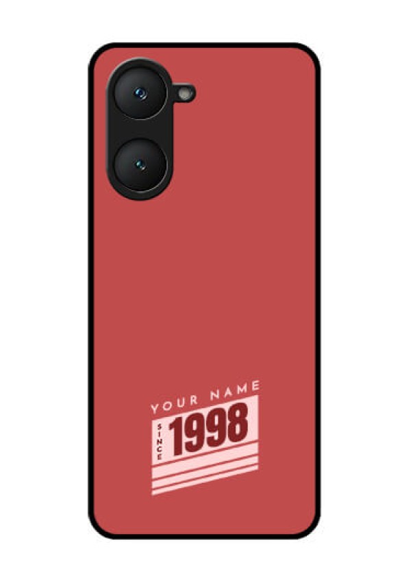 Vivo Y18 Custom Glass Phone CaseRed Custom Year Of Birth Design