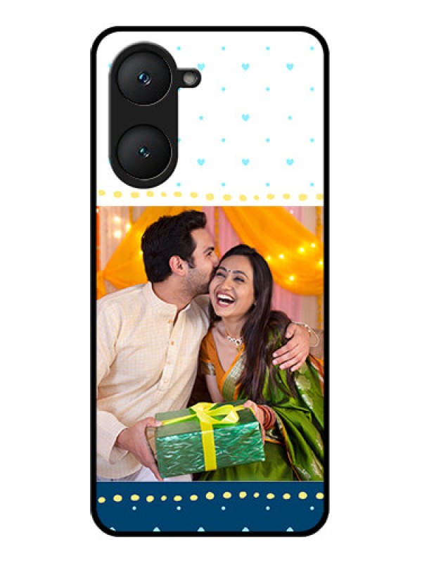 Custom Vivo Y18E Custom Glass Phone CaseWhite And Blue Abstract Design