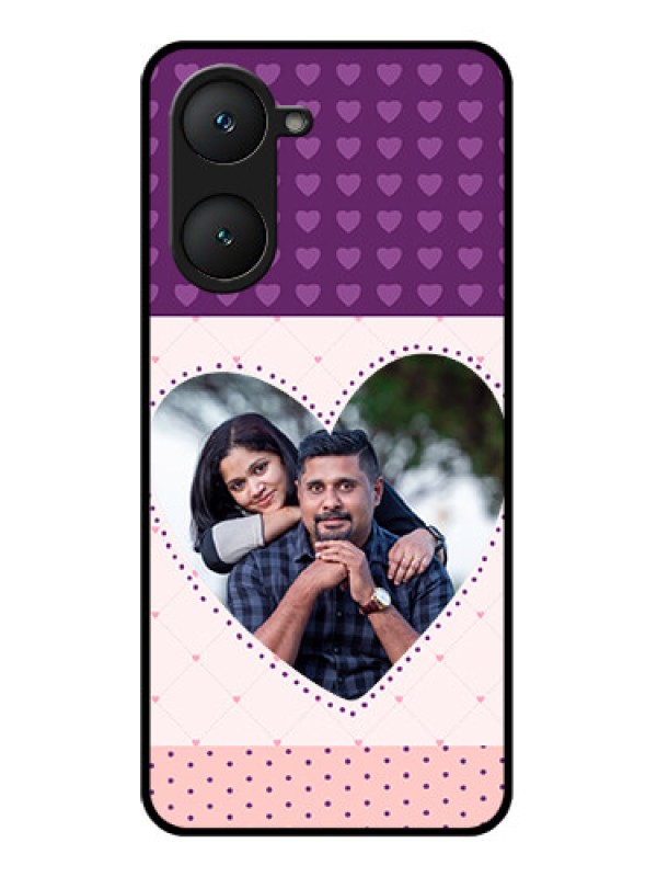 Custom Vivo Y18i Custom Glass Phone Case - Violet Love Dots Design