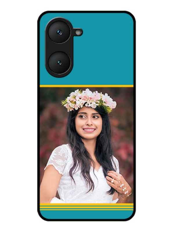 Custom Vivo Y18i Custom Glass Phone Case - Yellow and Blue Design