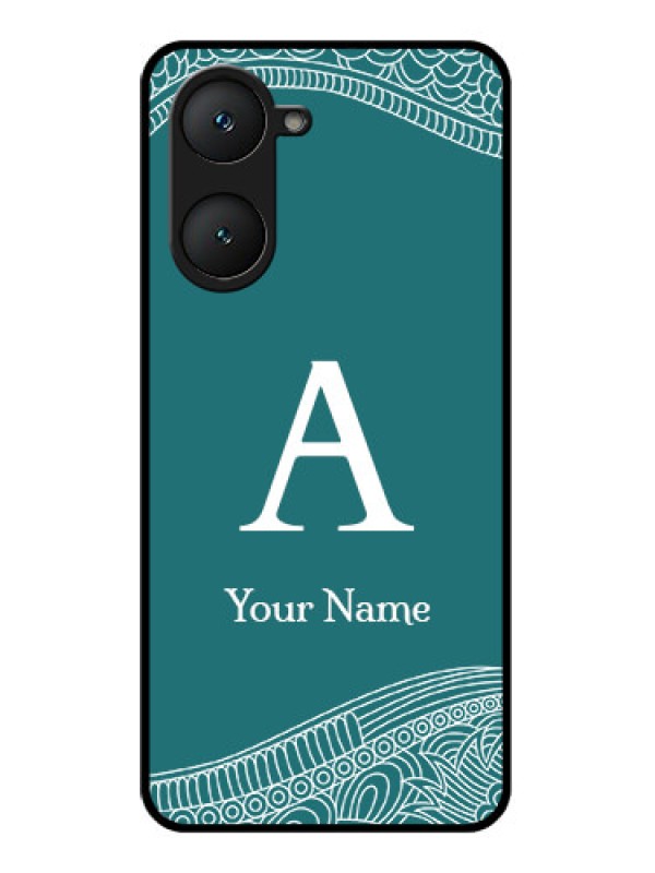 Custom Vivo Y18i Custom Glass Phone Case - Line Art Pattern With Custom Name Design