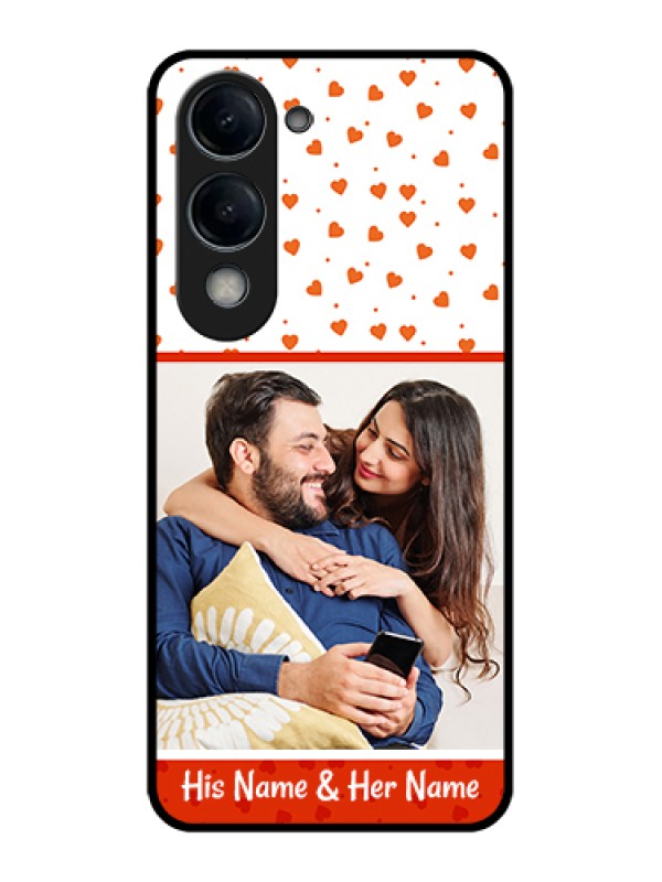 Custom Vivo Y19 5G Custom Glass Phone Case - Orange Love Symbol Design