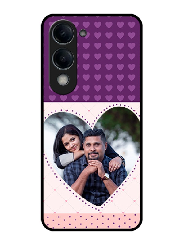 Custom Vivo Y19 5G Custom Glass Phone Case - Violet Love Dots Design