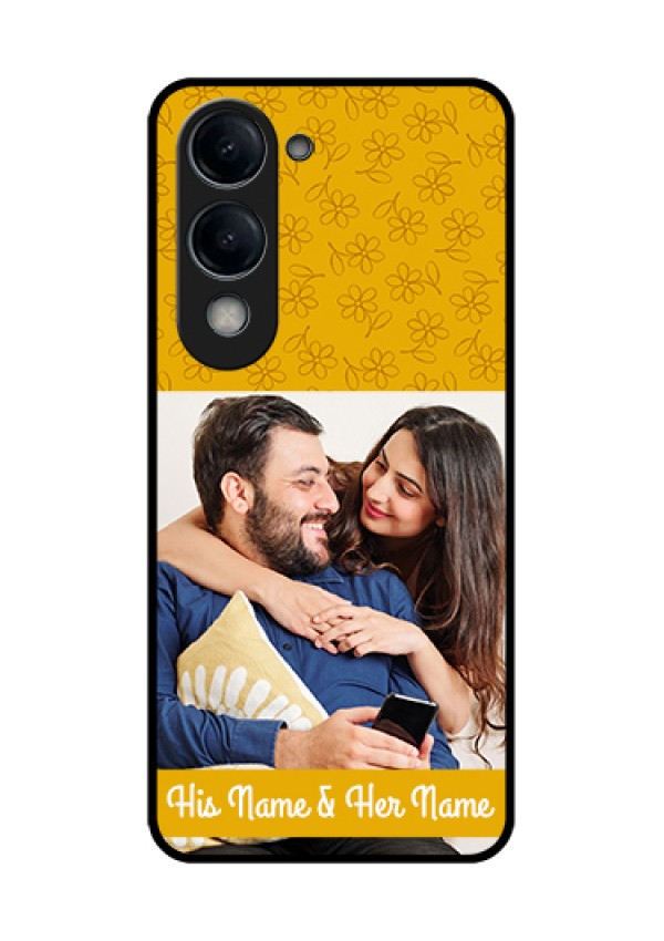 Vivo Y19 5G Custom Glass Phone Case - Yellow Floral Design
