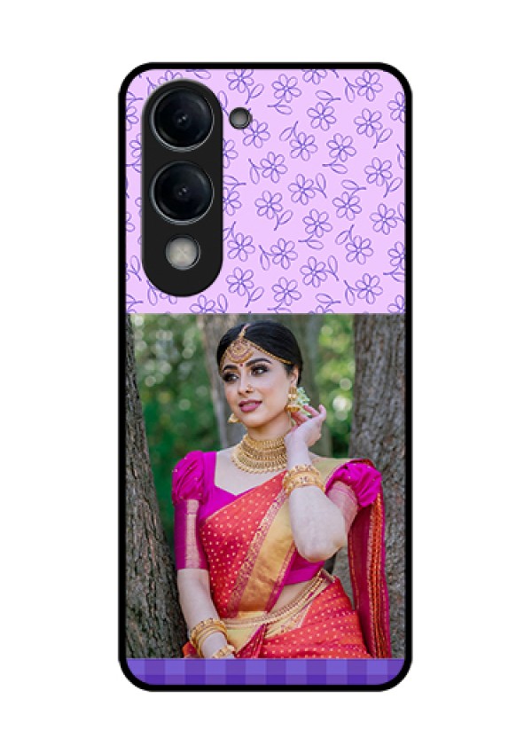 Vivo Y19 5G Custom Glass Phone Case - Purple Floral Design