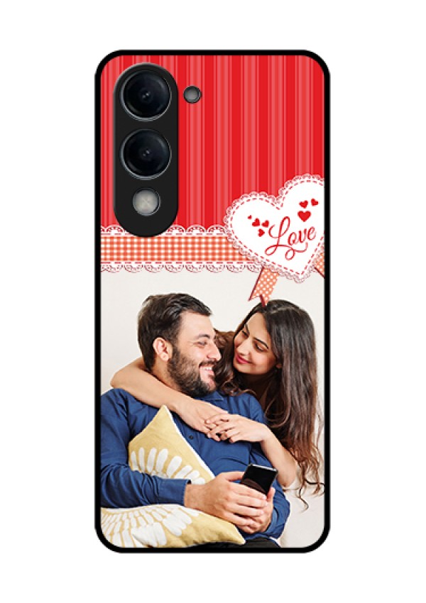 Vivo Y19 5G Custom Glass Phone Case - Red Love Pattern Design