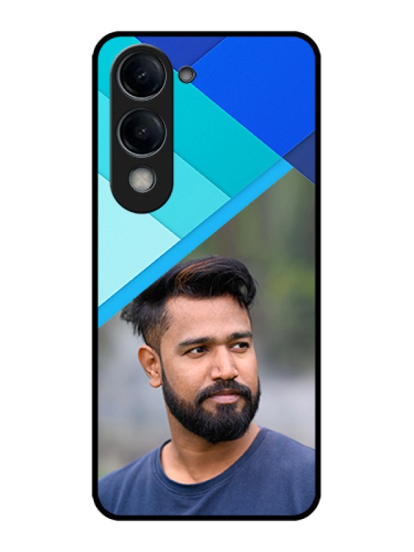 Custom Vivo Y19 5G Custom Glass Phone Case - Blue Pattern Design