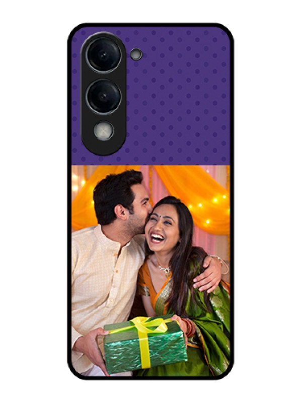 Custom Vivo Y19 5G Custom Glass Phone Case - Violet Colored Pattern Design