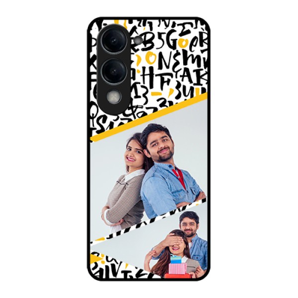 Vivo Y19 5G Custom Glass Phone Case - Letters Pattern Design