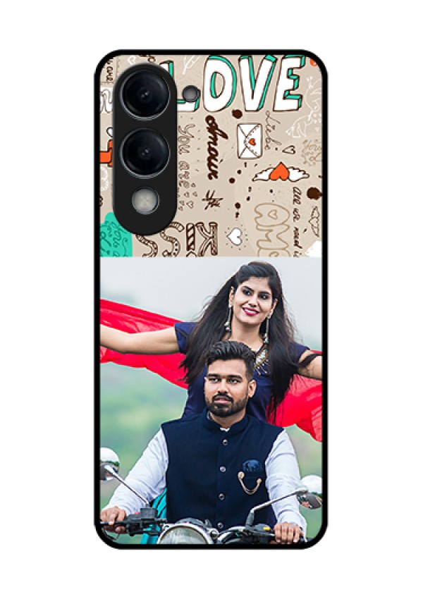 Vivo Y19 5G Custom Glass Phone Case - Love Doodle Pattern