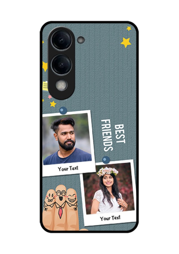 Vivo Y19 5G Custom Glass Phone Case - Sticky Frames And Friendship Design