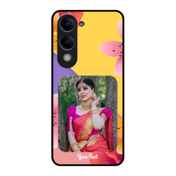 Vivo Y19 5G Custom Glass Phone Case - 3 Image With Vintage Floral Design Vivo Y19 5G Custom Glass Phone Case - 3 Image With Vintage Floral Design