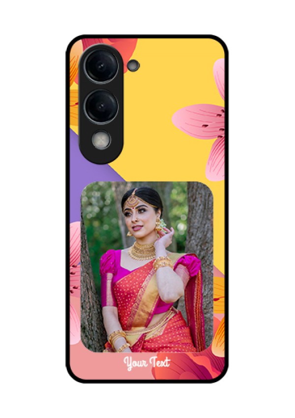 Vivo Y19 5G Custom Glass Phone Case - 3 Image With Vintage Floral Design