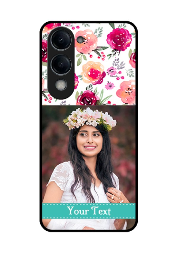 Vivo Y19 5G Custom Glass Phone Case - Water Colors Floral Design