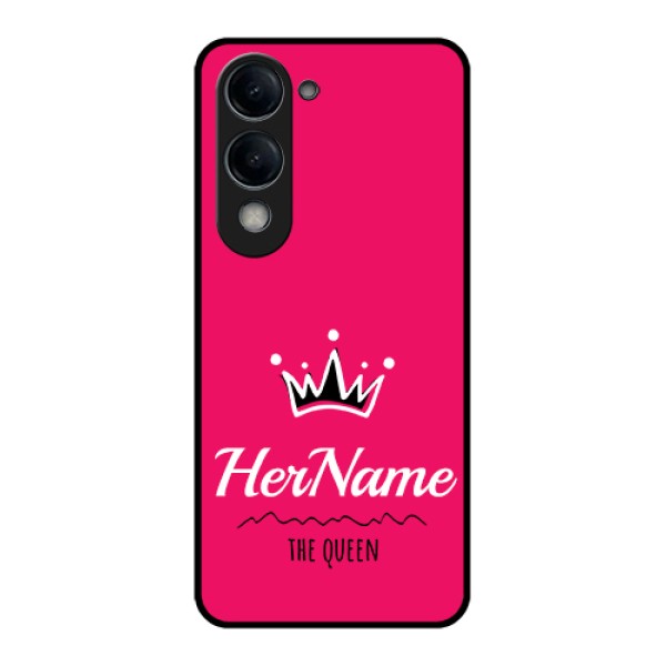 Vivo Y19 5G Custom Glass Phone Case - Queen With Name Design Vivo Y19 5G Custom Glass Phone Case - Queen With Name Design