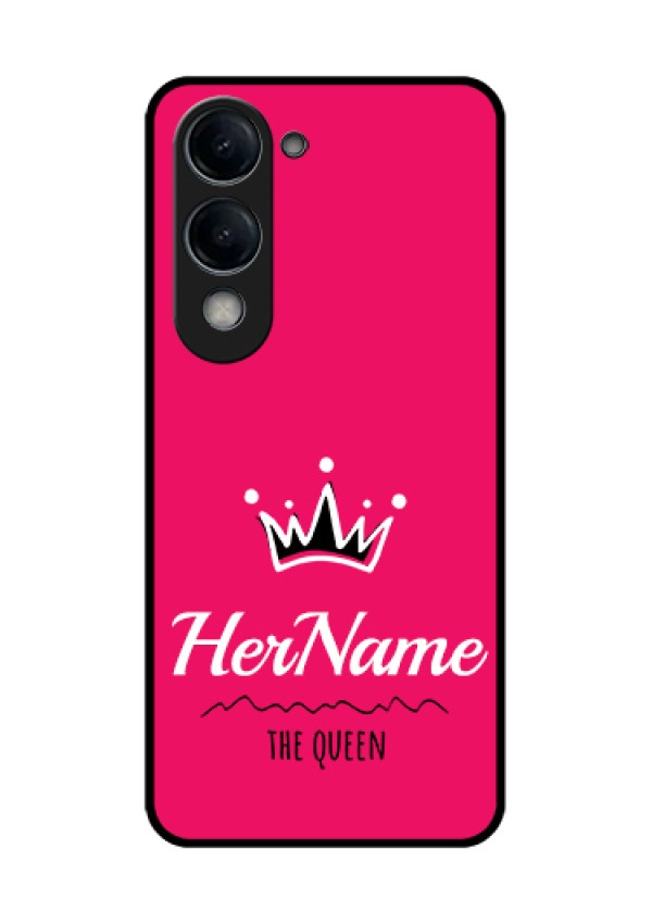 Vivo Y19 5G Custom Glass Phone Case - Queen With Name Design
